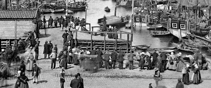 «Triangelen» på Fisketorget i Bergen omkring 1865