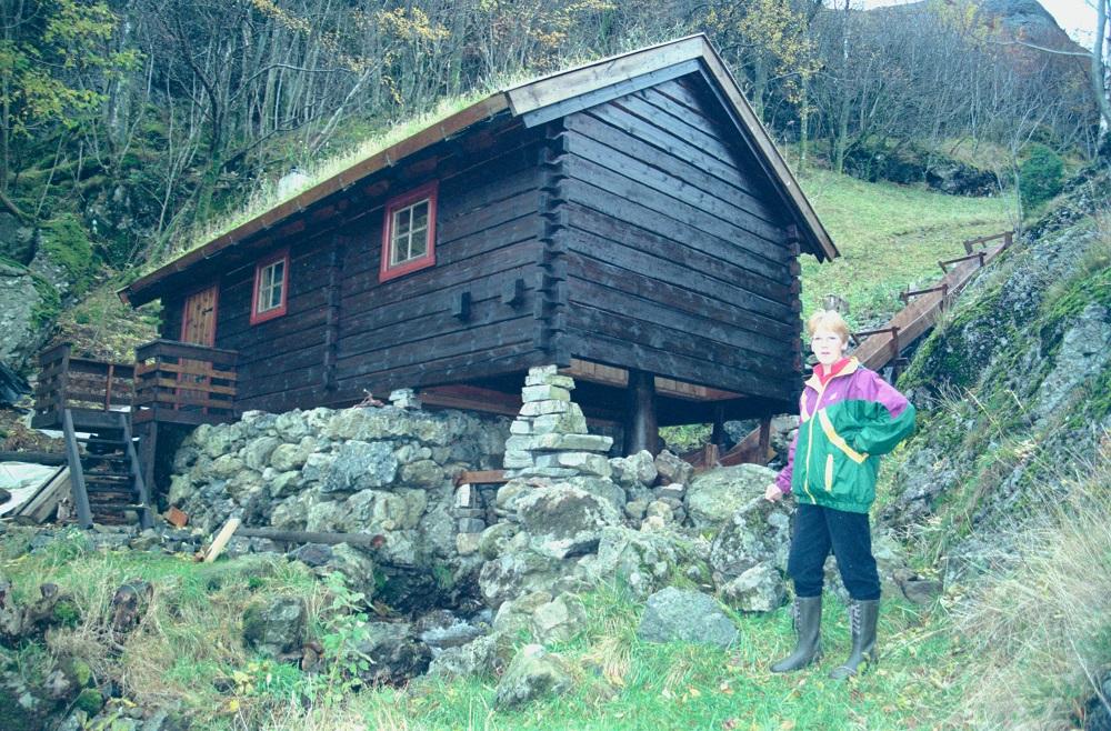 Den restaurerte kverna i Furevika. Kverna er nemnd alt midt på 1700-talet. T.h. under kvernhuset skimtar me kvernkallen, t.v. inngangen til grua med turkehelle. Kverna var i bruk til noko etter krigen. Jamvel i krigsåra då tyskarane "plomberte" kverna med forbod om å male korn, var ho i bruk. Eigaren såg ikkje på det som noko stort lovbrot.