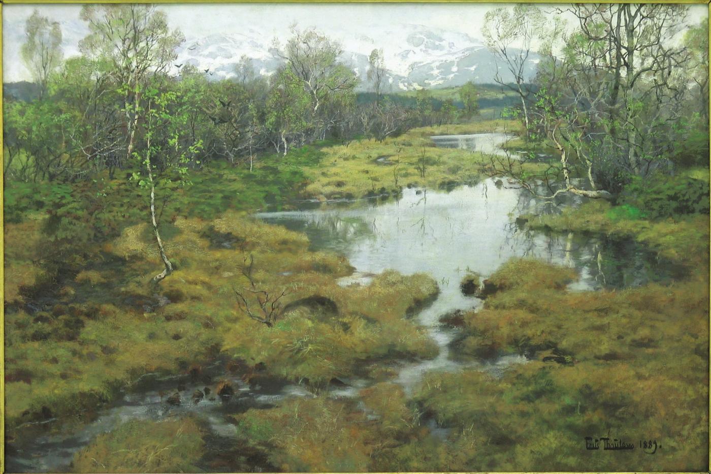 Frits Thaulows portrettering av en typisk vestlandsvåtmark (motiv fra Stord, 1889)