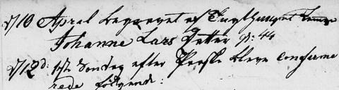 Frå ministerialboka til St. Jørgens hospital. Johanna vart gravlagd 10. april 1801, og presten har skrive inn alderen til 44 år. Det stemmer over eins med opplysingane i bygdeboka for Luster. Under rettssaka opplyste Johanna at ho ikkje var sikker på alderen sin, men ho trudde ho var om lag 34 år gammal.