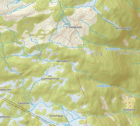 Kartutsnitt Ljomhammar ved Stokksete på Leikanger