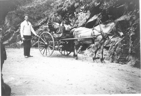 Gjert Frambø, Gudvangen med hest, vogn og ein turist. 
 