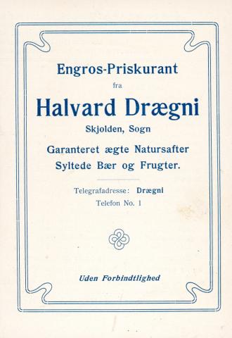 Framside av engros-prisliste.