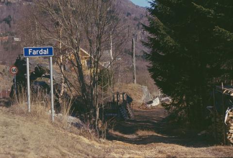 Bautasteinen i Fardal står attmed ein stubb av den gamle bilvegen som vart lagd om kring 1960. Somme meiner at staden no er lite høveleg.