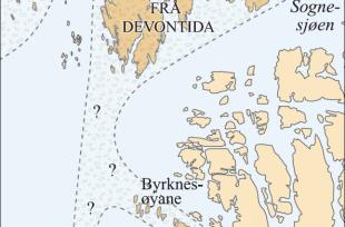 Kart over utbreiinga av bergartar frå devontida frå Ytre Sogn og sør til Holmengrå